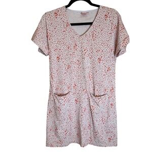 Persifor XS Orange Dot Print Short Sleeve V Neck Pockets Dress Made USA